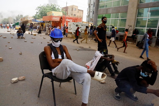 Protesters march during a rally against the country’s military rulers in Khartoum on Thursday. (Reuters)