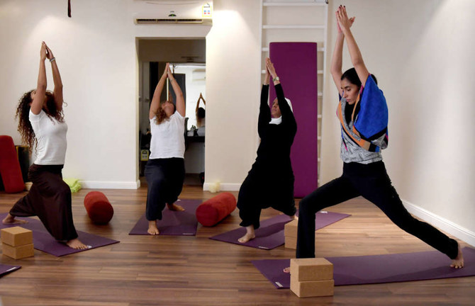 Saudi women practice yoga at a studio in the western Saudi Arabian city of Jeddah. (AFP file photo)