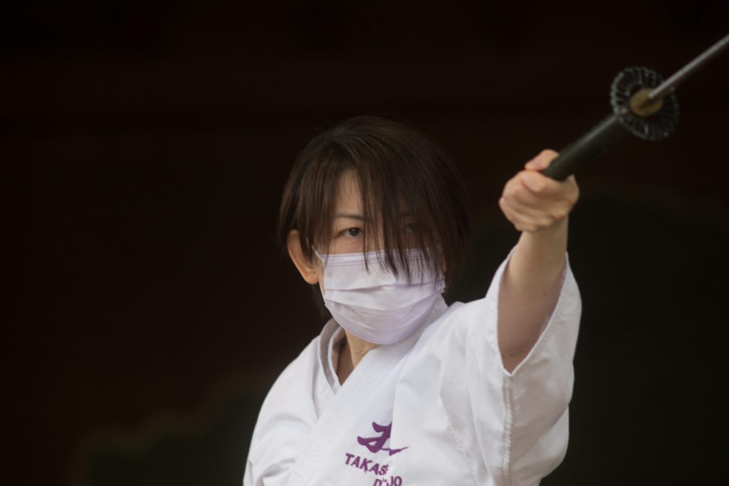 The First Sword School for Actors held a performance at Yasukuni Shrine on Sunday. (ANJP/ Pierre Boutier)