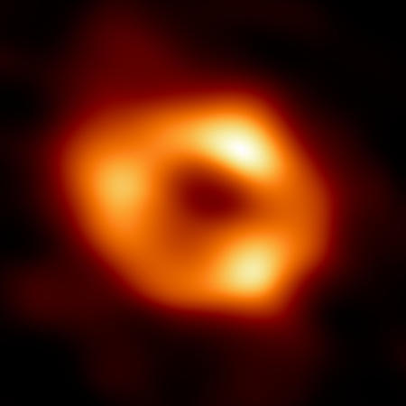 This handout image released by the European Southern Observatory (ESO) on May 12, 2022, shows the first image of Sagittarius A*, the supermassive black hole at the centre of our own Milky Way galaxy. (AFP)