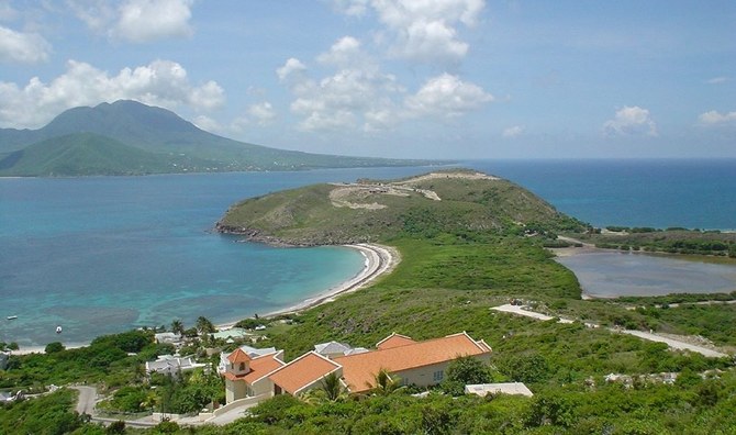 A view of Nevis island from the southeastern peninsula of Saint Kitts. (Wikimedia Commons)