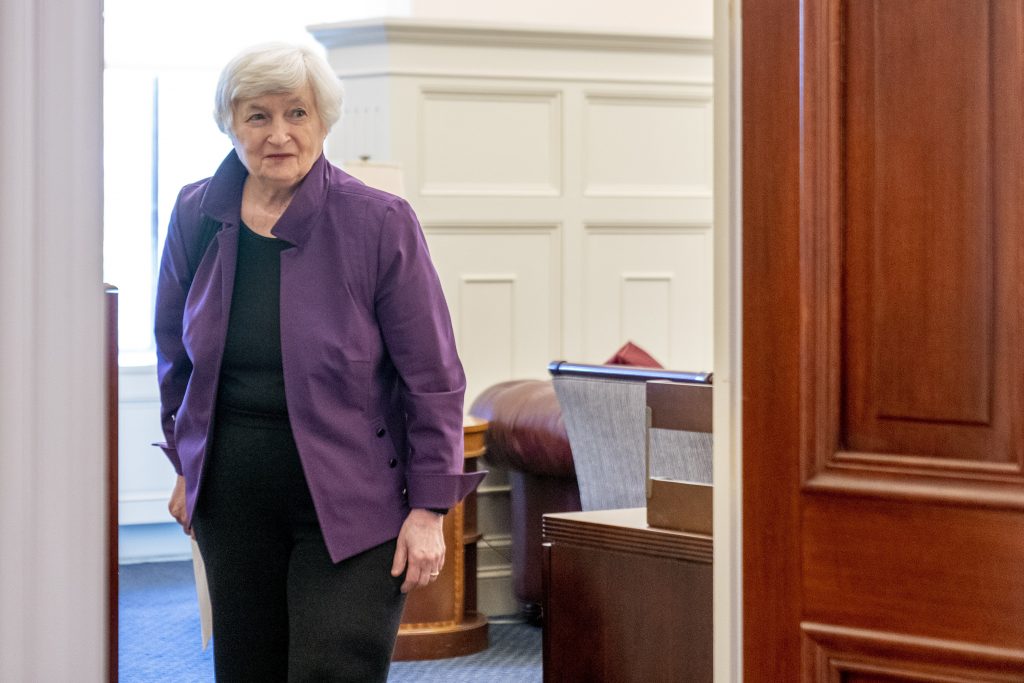 Treasury Secretary Janet Yellen arrives to meet with Irish Finance Minister Paschal Donohoe at the Treasury Department, June 2, 2022, in Washington. (File photo/AP)