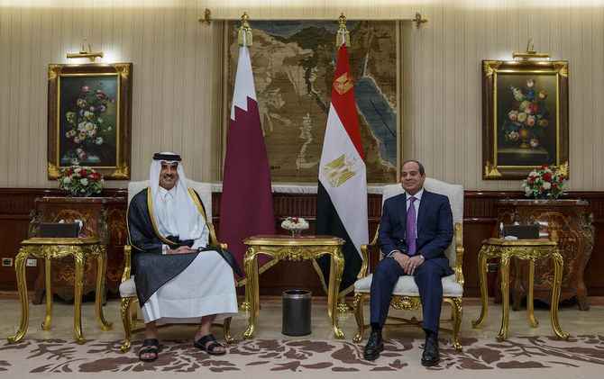 Qatar’s Emir Sheikh Tamim bin Hamad Al-Thani arrived in Cairo on an official visit to meet Egypt’s President on Friday. (QNA)