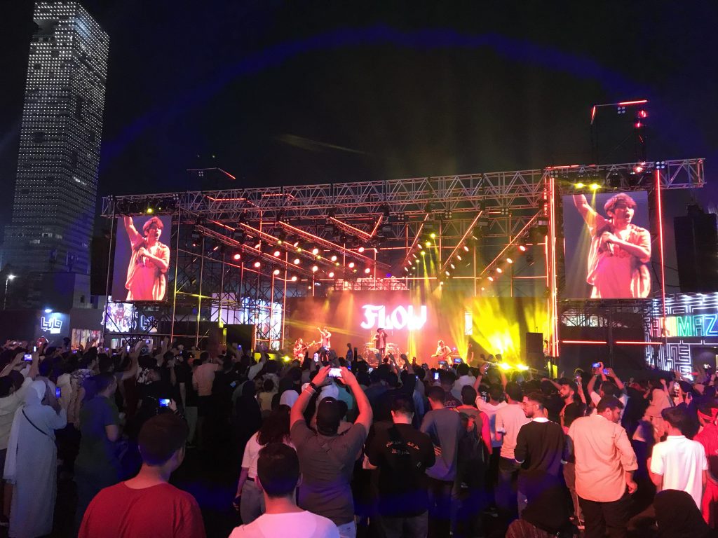 The Japanese band performing in Jeddah during their second visit to Saudi Arabia.