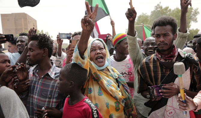 Sudanese protesters commemorate the third anniversary of a deadly crackdown carried out by security forces on protesters during a sit-in outside the army headquarters, in Khartoum, Sudan, Friday, June 3, 2022. (AP/File)