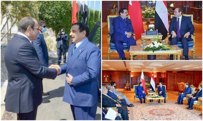 Egypt's President Abdel Fattah El-Sisi met with Bahrain’s King Hamad bin Isa Al-Khalifa on Saturday. (BNA)