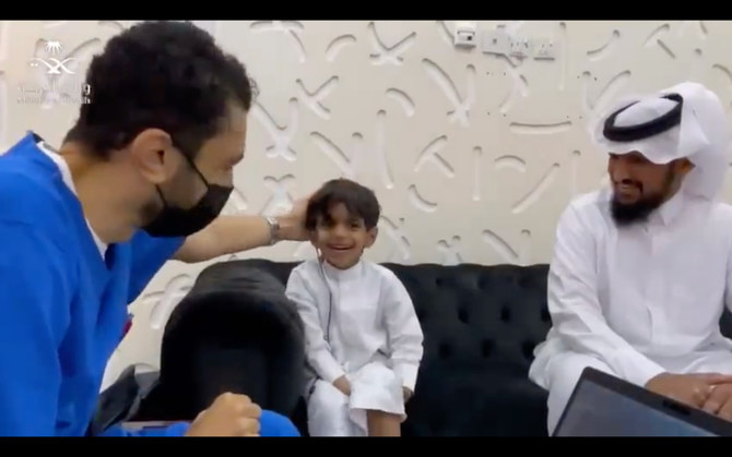 Wajdy underwent a cochlear implant operation in both ears at King Khalid Hospital in Najran. (screengrab)