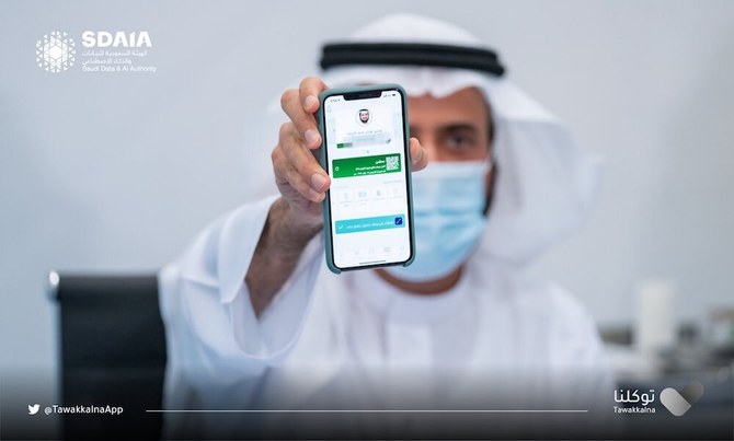 The Tawakkalna app was launched by SDAIA to assist the government in combating COVID-19. (Supplied/Tawakkalna)
