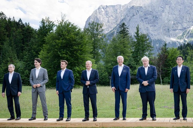 Japanese Prime Minister Fumio Kishida (extreme right) during the three-day summit of the Group of Seven leaders in Schloss Elmau, Germany. (AFP)