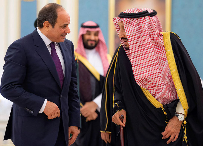 For decades, Egyptian and Saudi leadership have collaborated on vital international affairs, such as peace in Palestine and supporting youth. (AFP)