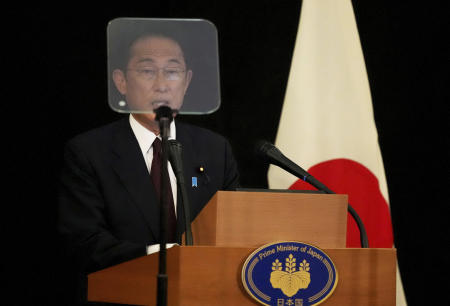 Japan's Prime Minister Fumio Kishida addresses a media conference during the G7 summit in Munich, Germany, on Tuesday, June 28, 2022. (AP)