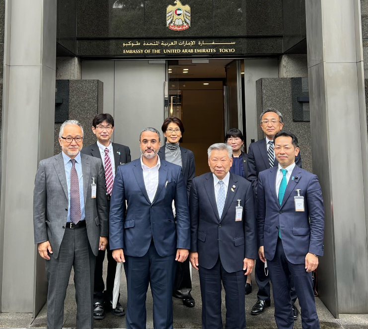 The delegation from Niigata, headed by Itsuo, met with Head of the Media Affairs and Public diplomacy section at the UAE Embassy in Tokyo Ammar Alsamahi. (Via UAE Embassy in Tokyo)