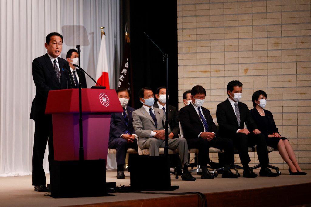 Japanese Prime Minister addressing the media after the LDP win. (AFP)