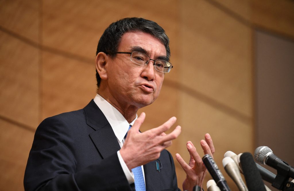 The head of the public relations department of the ruling Liberal Democratic Party KONO Taro. (AFP)