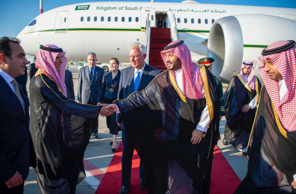 Saudi Arabia’s Crown Prince Mohammed bin Salman arrives in Athens on an official visit. (SPA)
