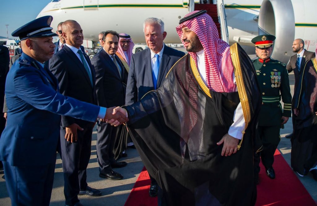 Saudi Arabia’s Crown Prince Mohammed bin Salman arrives in Athens on an official visit. (SPA)