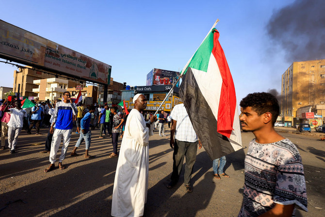 Protesters take part in a rally against military rule following a coup to commiserate the anniversary of a sit-in that culminated with Bashir’s overthrow in Khartoum in April 2022. (Reuters/File)