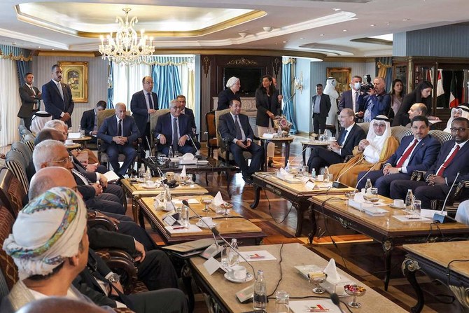 The Council of Arab League Foreign Ministers meets at Al-Habtoor Hotel in Sin El-Fil in Lebanon’s capital Beirut on July 2, 2022. (AFP)