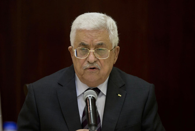 Palestinian President Mahmoud Abbas and Israeli Defense Minister Benny Gantz met Thursday for the first time since Yair Lapid took over as caretaker prime minister ahead of Nov. 1 elections. (AP)