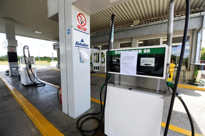 This photo taken on July 8, 2022 shows a gas station that stopped selling fuel in Ogulinec, Croatia, as the price of oil has increased drastically, due to the Russian invasion of Ukraine. (AFP)