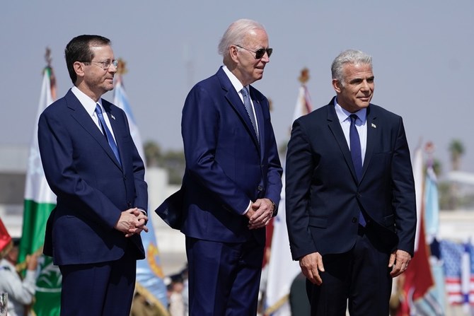 Israeli officials said Biden’s visit would work toward what they called a Jerusalem Declaration on the US-Israel strategic partnership. (AFP)