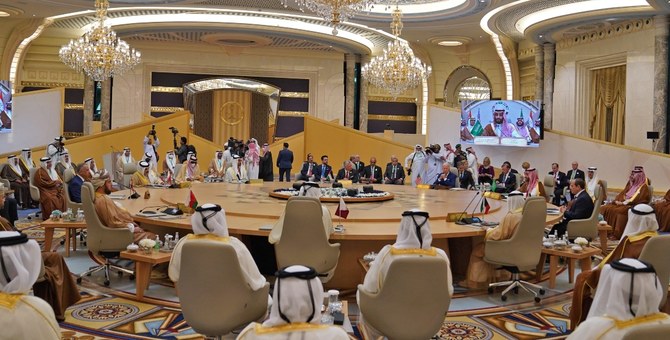 Leaders and representatives of the Gulf Cooperation Council (GCC) countries, the US, Egypt, Iraq, and Jordan attend the Jeddah Security and Development Summit (GCC+3. (AFP)