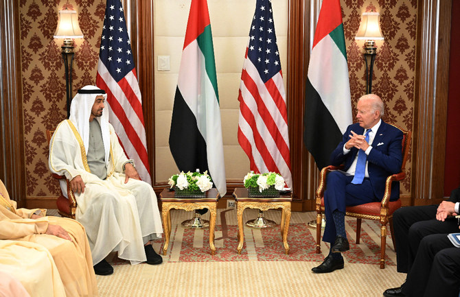 US President Joe Biden invits his Emirati counterpart, Sheikh Mohammed bin Zayed Al-Nahyan, to visit the United States. (AFP)