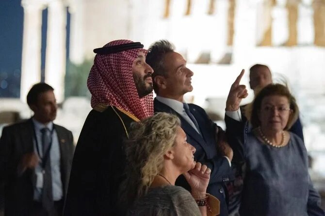 The crown prince attended the signing of a MoU at the Acropolis. (SPA)