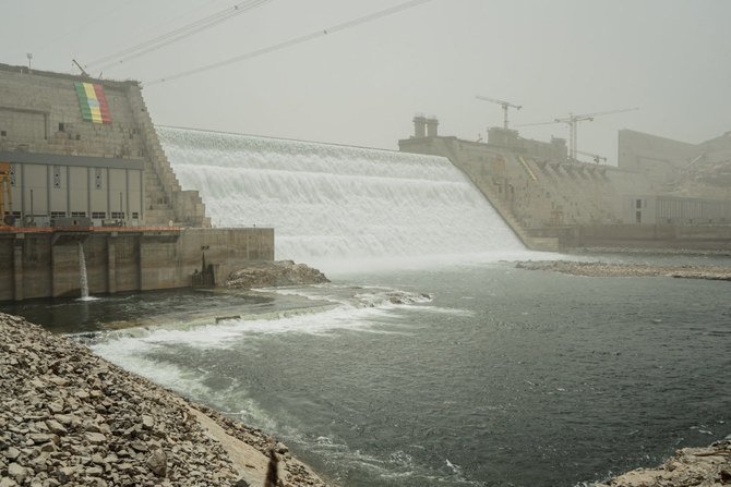 A general view of the Grand Ethiopian Renaissance Dam in Guba, Ethiopia. (AFP)