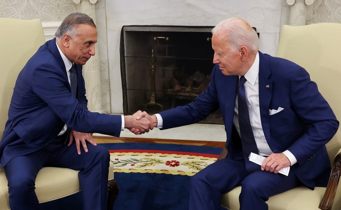 Iraq Prime Minister Mustafa Al-Kadhimi with US President Joe Biden in the Oval Office. (Reuters/File Photo)