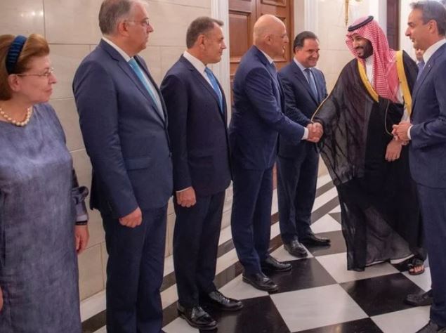 Saudi Arabia’s Crown Prince Mohammed bin Salman arrives in Athens on an official visit. (SPA)