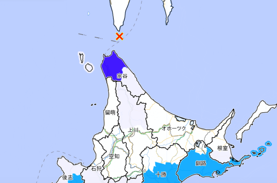A magnitude 5.9 earthquake struck the Hokkaido region of Japan, July, 2, 2022. (JMA)