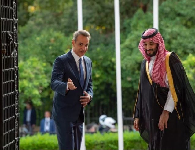 Saudi Arabia’s Crown Prince Mohammed bin Salman arrives in Athens on an official visit. (SPA)