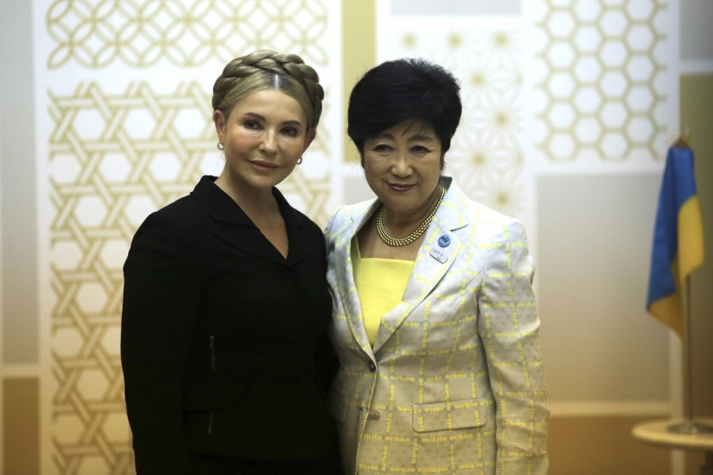 Former Ukrainian Prime Minister Yulia  Tymoshenko  meets Tokyo governor Yuriko Koike at the Tokyo Metropolitan Government building on 19 .July. ANJ/Pierre Boutier)