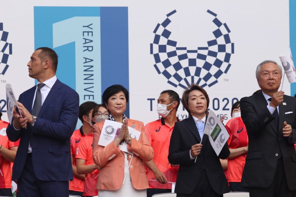 A ceremony to mark the one-year anniversary of the Tokyo Olympics was held at Tokyo’s Olympic Stadium on Saturday. (ANJ / Pierre Boutier)
