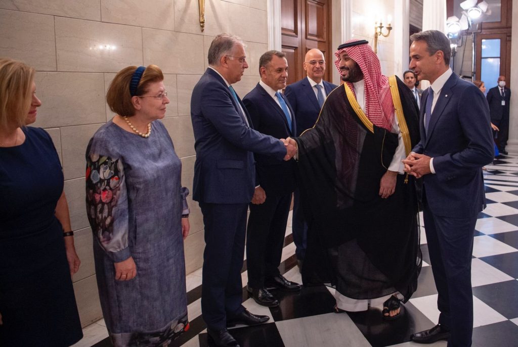 Saudi Arabia’s Crown Prince Mohammed bin Salman arrives in Athens on an official visit. (SPA)