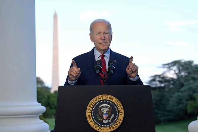 President Joe Biden announces in Washington on Monday that a US airstrike killed Al-Qaeda leader Ayman al-Zawahri in Afghanistan. (Jim Watson/Pool via AP)