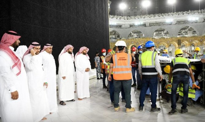 The barriers around the holy Kaaba — installed two years ago to prevent the spread of coronavirus — were removed on Tuesday. (Supplied)