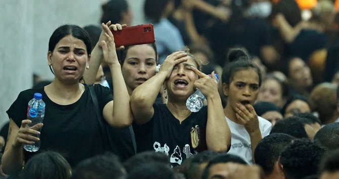 The Coptic Orthodox Church said that the fire broke out during the divine liturgy at the building in the north of Giza. (AFP)