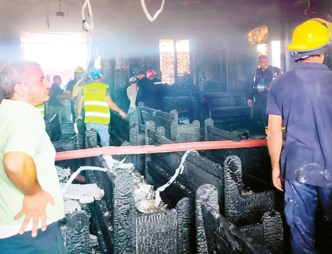 Egypt’s Interior Ministry said firefighters arrived at the scene within six minutes of receiving an alert at the Anba Bishoy Church in Minya governorate. (@_Elshiekh_Mina)