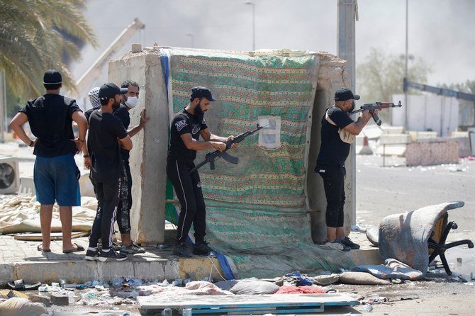 Shooting erupted inside the green zone as supporters of Sadr opened fire with RPGs and rifles. (AFP)