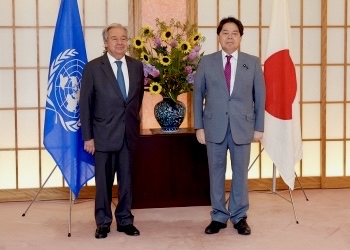 Hayashi welcomed the Secretary-General’s visit to Japan and attendance at the Hiroshima Peace Memorial Ceremony. (MOFA)