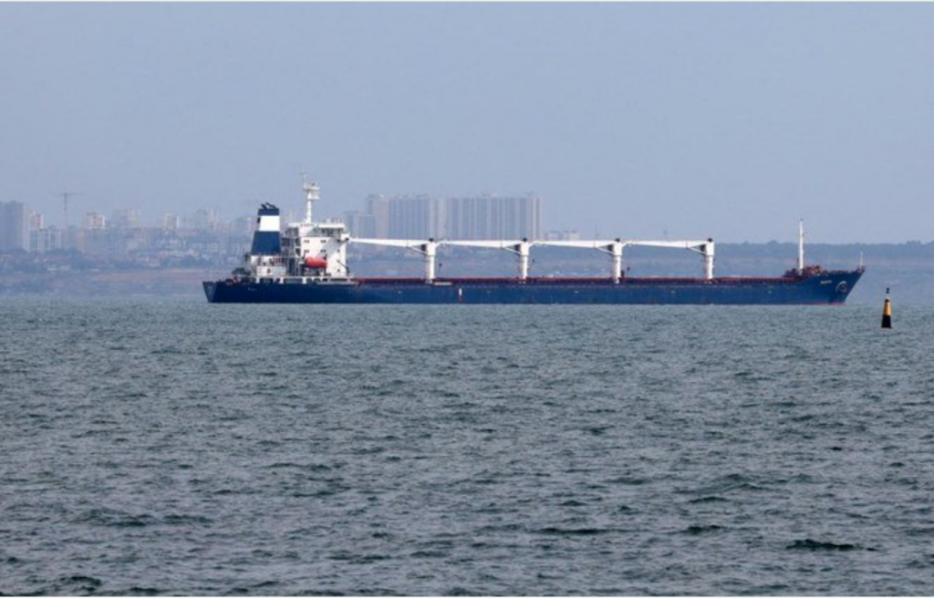 The Sierra Leone-registered ship, Razoni, set sail for Tripoli in Lebanon from Odessa. (AFP)