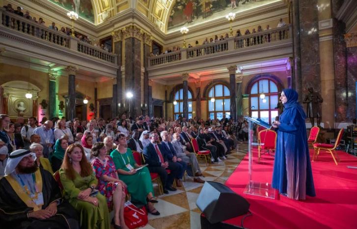 Director-general of the Dubai Culture and Arts Authority giving a speech at ICOM 2022 in Prague.