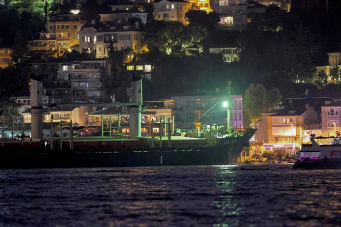 Traffic in the Bosphorus strait was earlier closed after the 173-meter Lady Zehma was grounded due to a rudder failure. (Reuters)