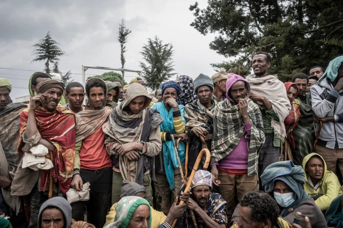 People who have fled to refugee centers to escape the war in Ethiopia now have to contend with declining humanitarian aid as donors give more focus to the millions displaced in Ukraine. (AFP)