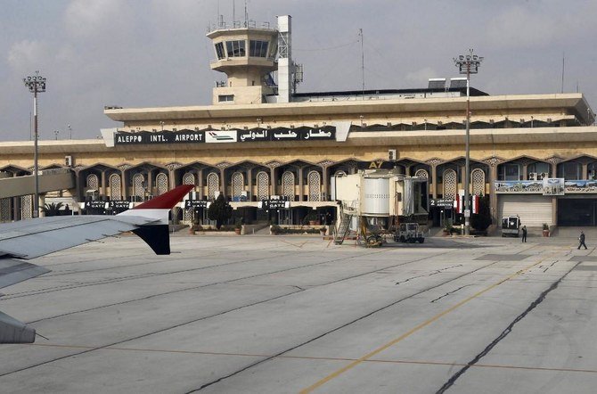An Israeli air attack on Syria’s Aleppo airport on Tuesday has damaged the runway and taken the airport out of service, the Syrian defense ministry said. (File/AFP)