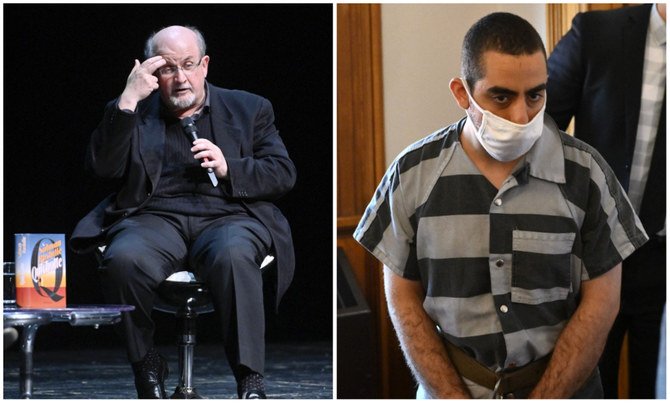 Investigations into the motive for the attack on Salman Rushdie (L) of the suspected attacker, Hadi Matar (R), are ongoing. (AFP/File Photo)