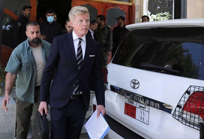 UN Special Envoy for Yemen Hans Grundberg arrives at Sanaa International Airport. (Reuters)