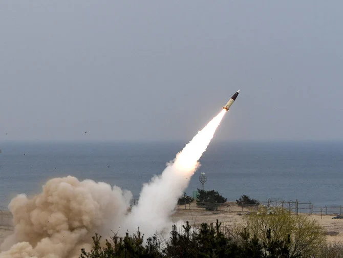 This handout photo taken on March 24, 2022 shows a missile being launched from North Korea toward around the Sea of Japan during a live-fire exercise. (South Korean Defense Ministry via AFP)